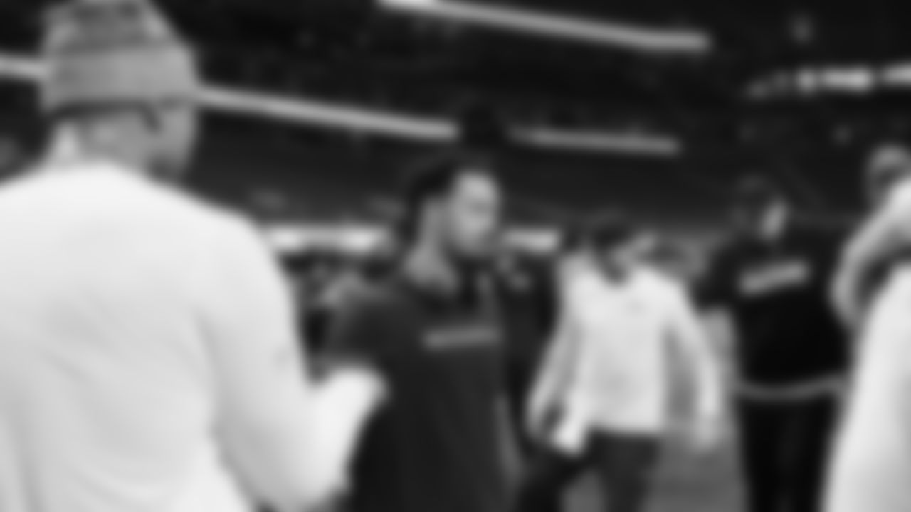 Seahawks wide receiver Jaxon Smith-Njigba (11) warms up at Mercedes-Benz Stadium for the Week 14 matchup vs. the Atlanta Falcons.