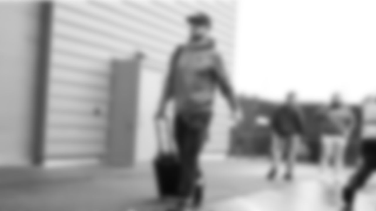 Seahawks quarterback Sam Darnold (14) departed the Virginia Mason Athletic Center on Friday, December 5, 2025 for the Week 14 trip to Atlanta.