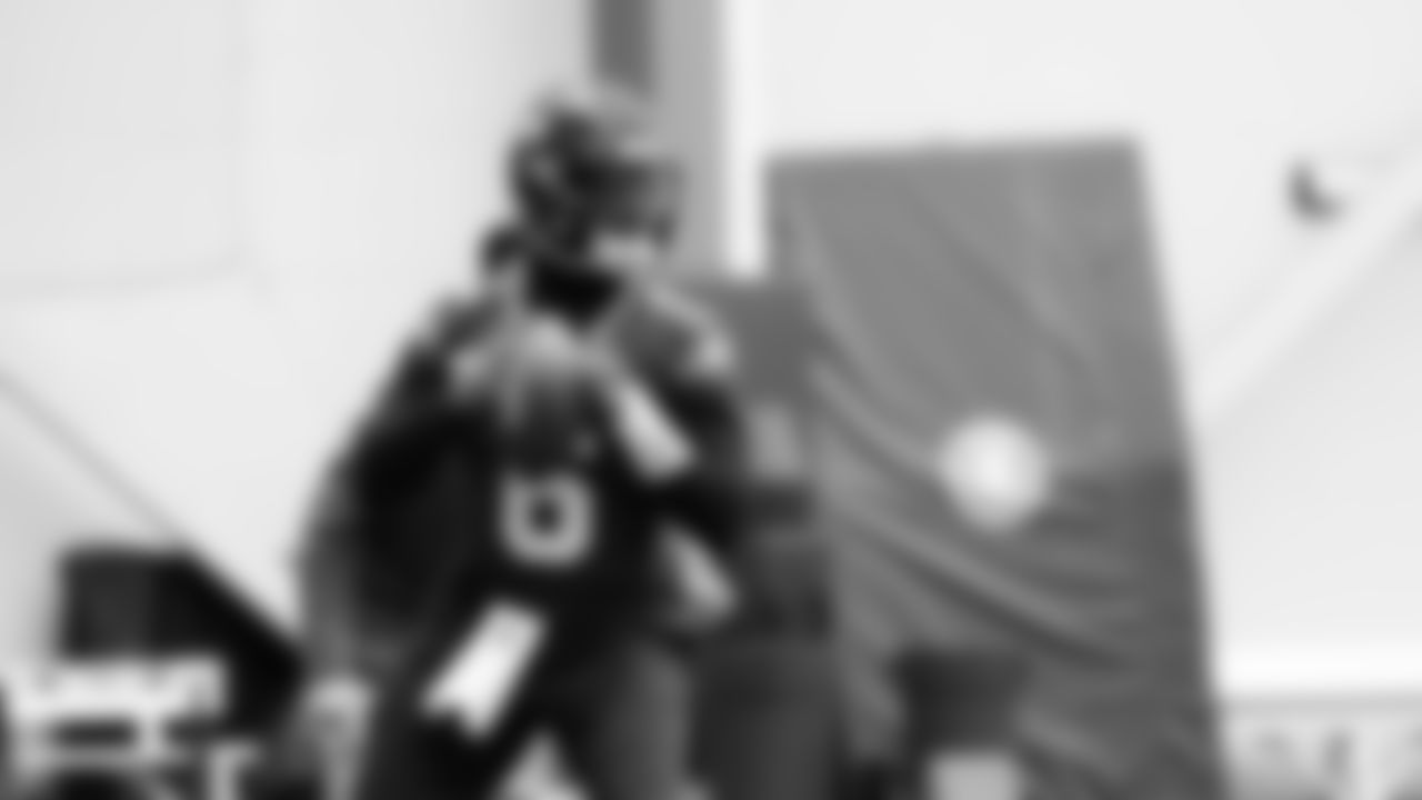 Seahawks quarterback Jalen Milroe (6) practiced on Wednesday, December 10, 2025 at the Virginia Mason Athletic Center.