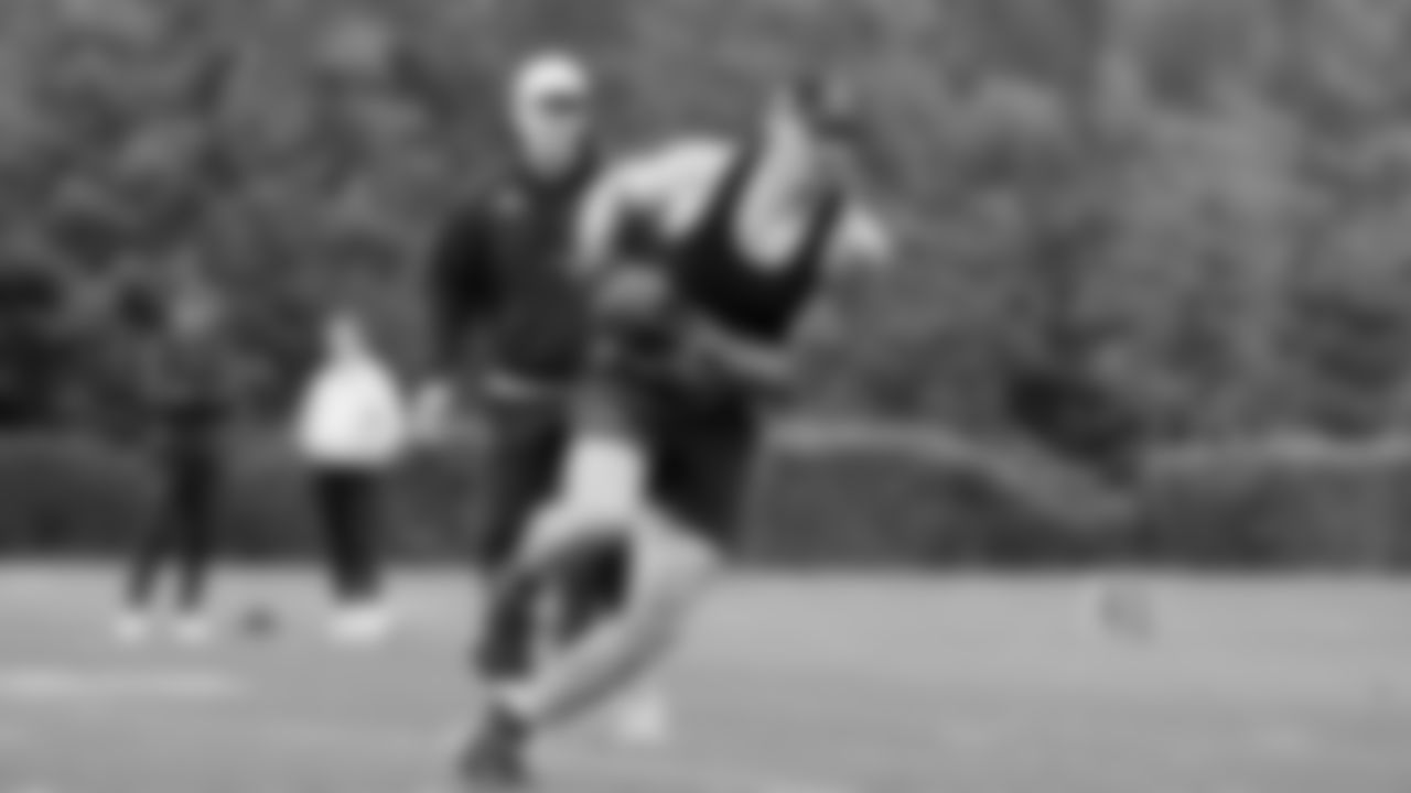 Seahawks tight end Eric Saubert (81) participated in a workout on May 7, 2025 at the Virginia Mason Athletic Center.