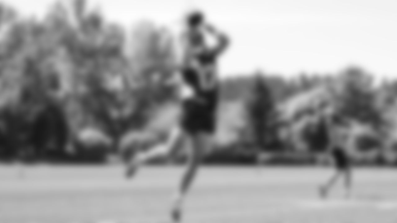 Seahawks wide receiver John Rhys Plumlee (17) participated in a workout on day one of OTAs on Tuesday, May 27, 2025 at the Virginia Mason Athletic Center.