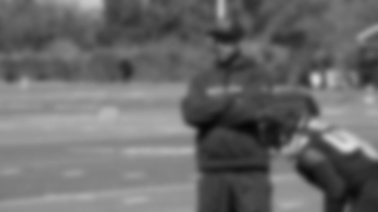 Seahawks defensive coordinator Aden Durde at practice on September 10, 2025 at the Virginia Mason Athletic Center.