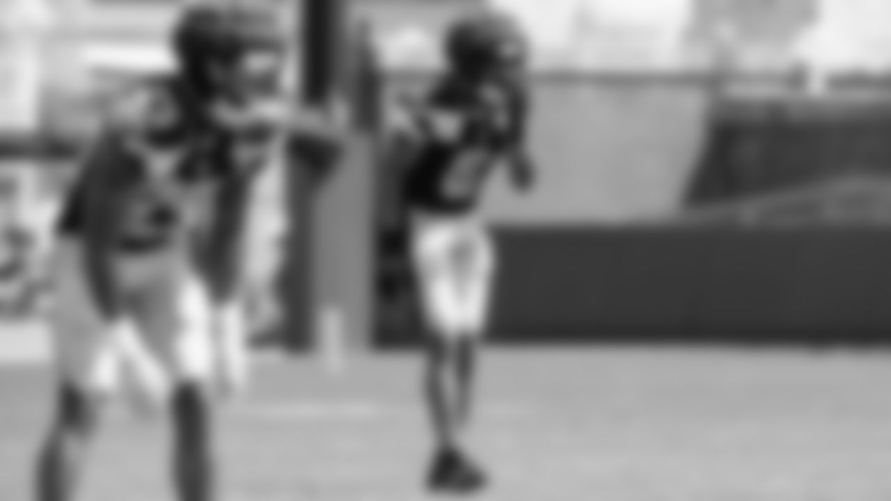 Seahawks safety Coby Bryant (8) participated in a joint practice with the Packers at Ray Nitschke Field in Green Bay, Wisconsin.