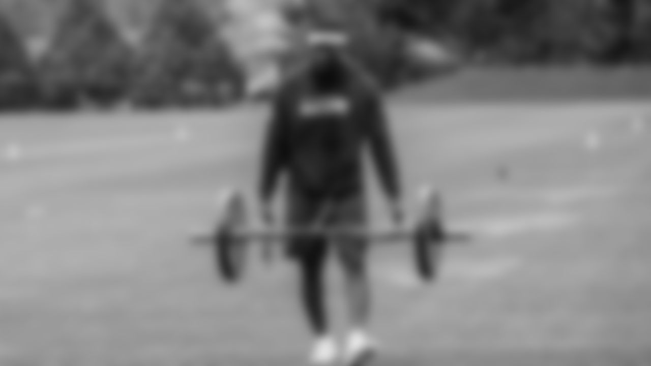Seahawks wide receiver Steven Sims (84) participated in a workout on April 30, 2025 at the Virginia Mason Athletic Center.