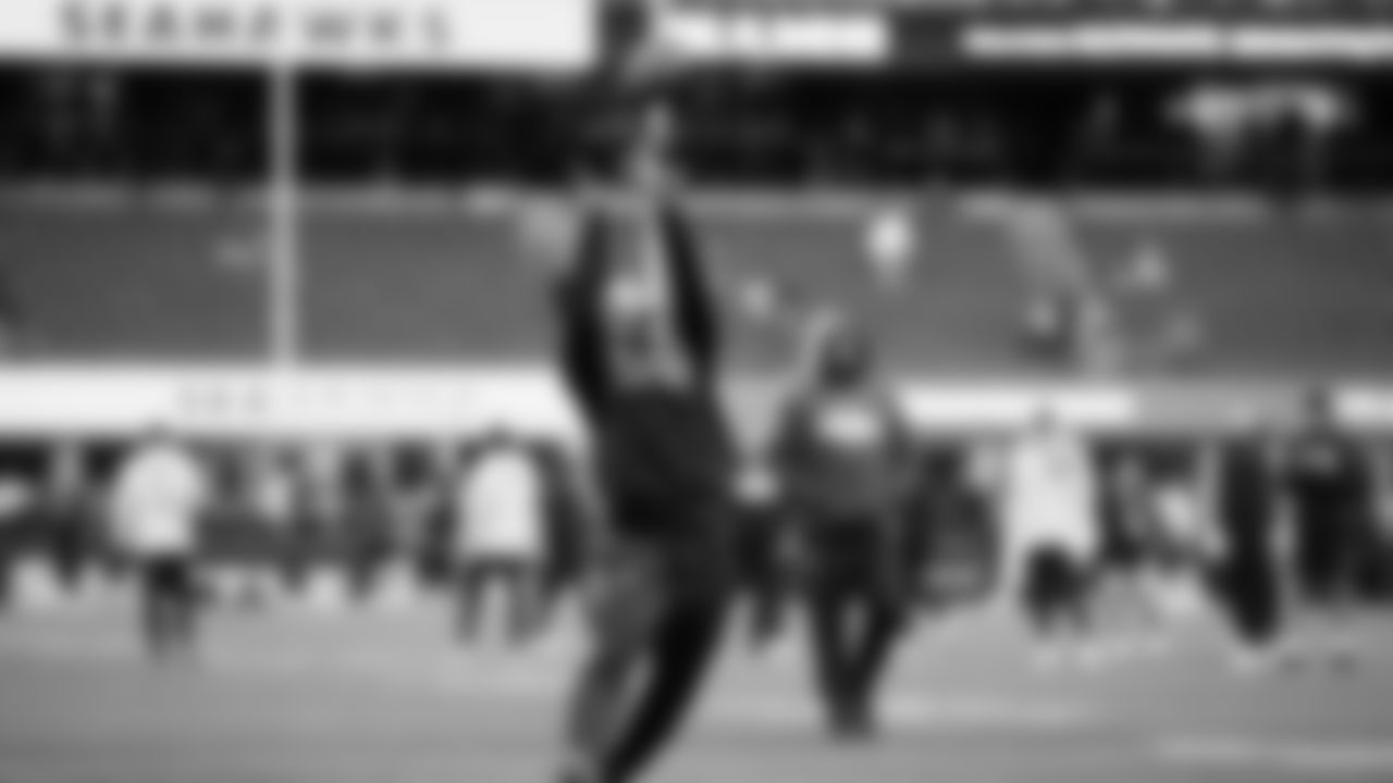 Seahawks wide receiver Jaxon Smith-Njigba (11) warms up at Lumen Field for the Week 15 matchup vs. the Indianapolis Colts.