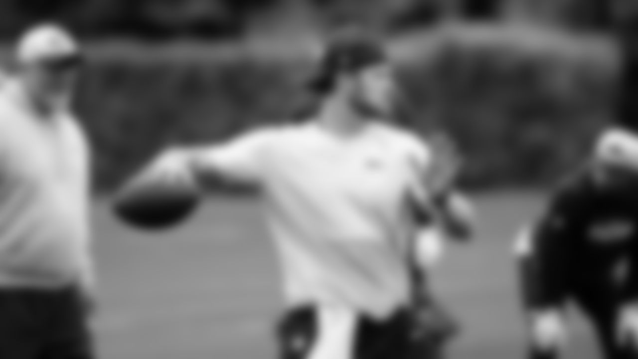 Seahawks quarterback Sam Darnold (14) participated in a workout on May 13, 2025 at the Virginia Mason Athletic Center.