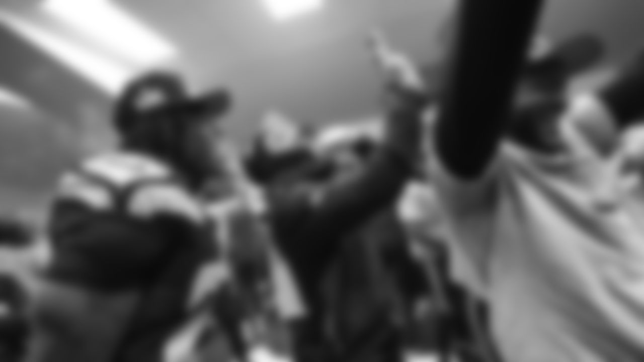 The Seahawks celebrate the 31-27 win vs. the Rams in the NFC Championship on Sunday, January 25, 2026.