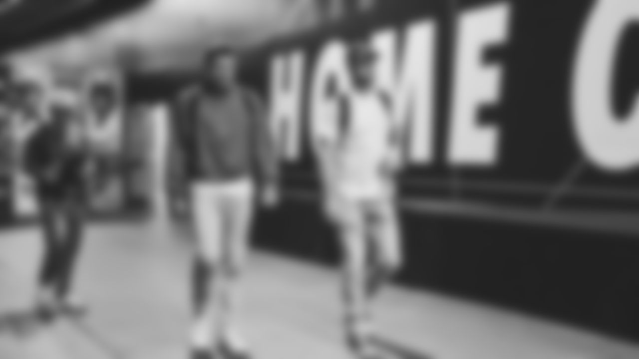Seahawks quarterback Drew Lock (2) and quarterback Sam Darnold (14) arrived at Lumen Field for the Week 5 matchup vs. the Tampa Bay Buccaneers.