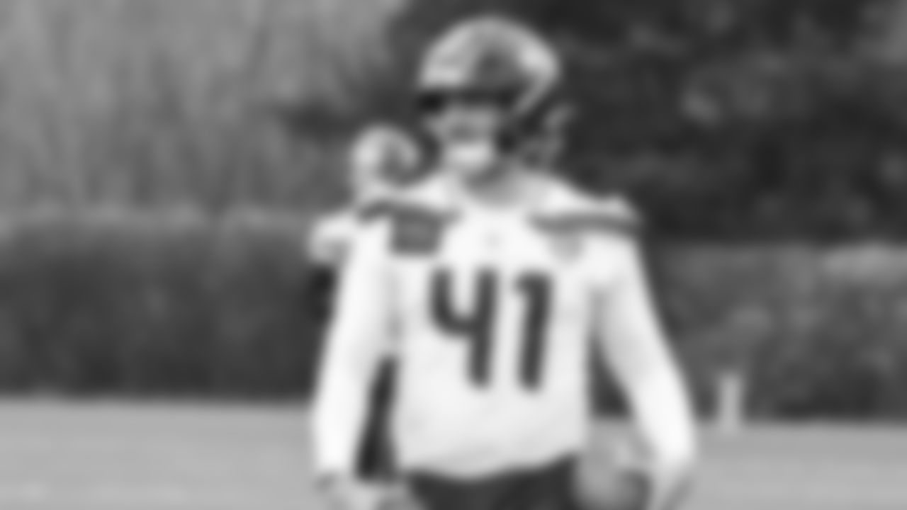 Seahawks long snapper Chris Stoll (41) practiced on Wednesday, January 1, 2026 at the Virginia Mason Athletic Center.