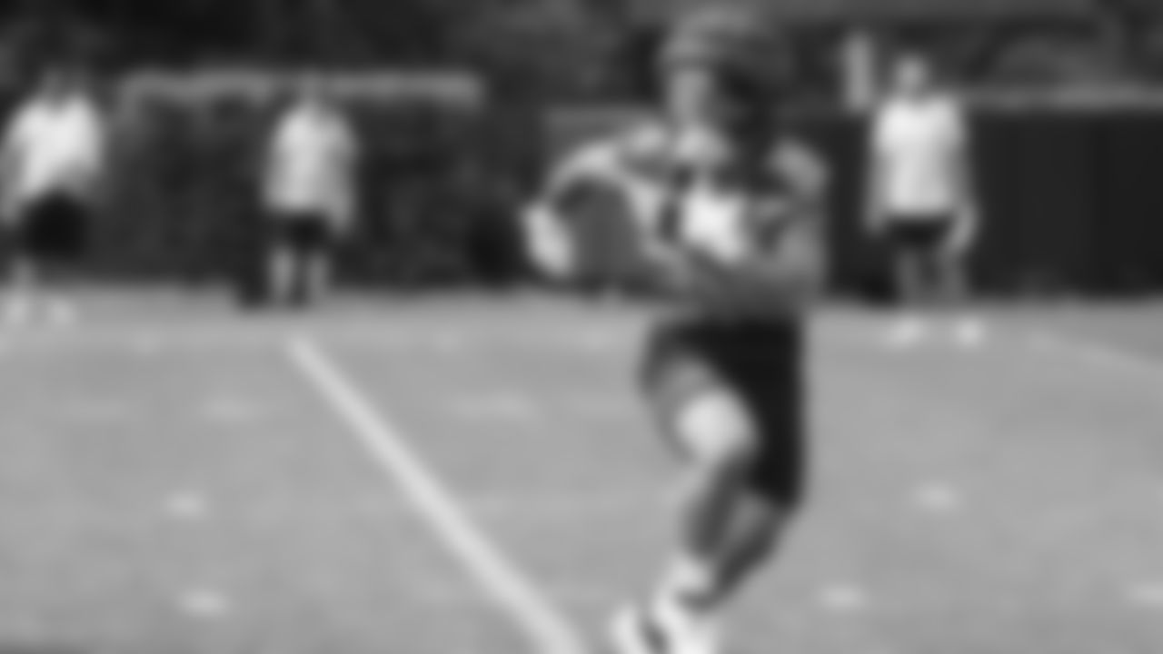 Seahawks running back George Holani (36) practiced on August 13, 2025 at the Virginia Mason Athletic Center.