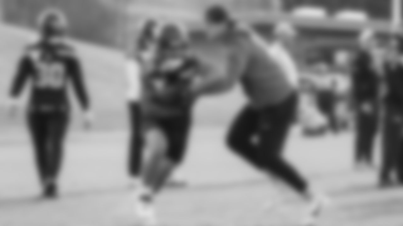 Seahawks running back George Holani (36) practiced on Thursday, January 22, 2026 at the Virginia Mason Athletic Center.