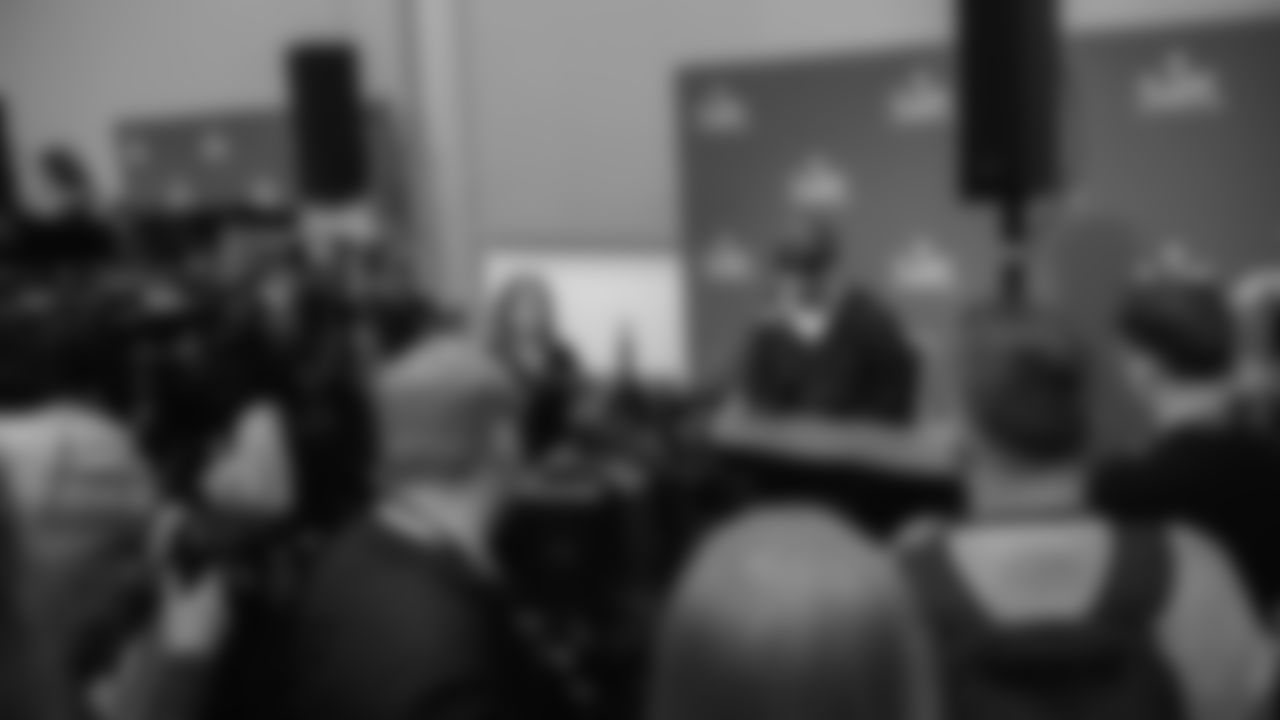 Seahawks wide receiver Jaxon Smith-Njigba (11) at day one of press conference Media Availability on February 3, 2026.