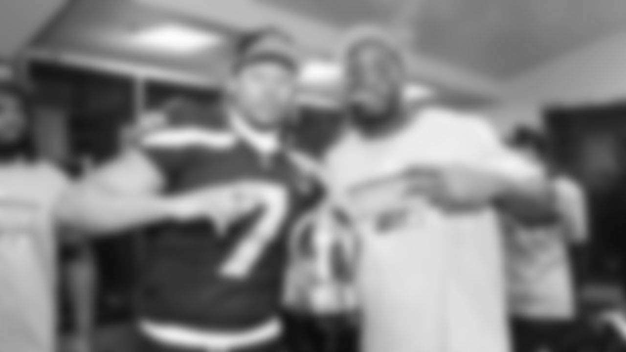 The Seahawks celebrate the 31-27 win vs. the Rams in the NFC Championship on Sunday, January 25, 2026.