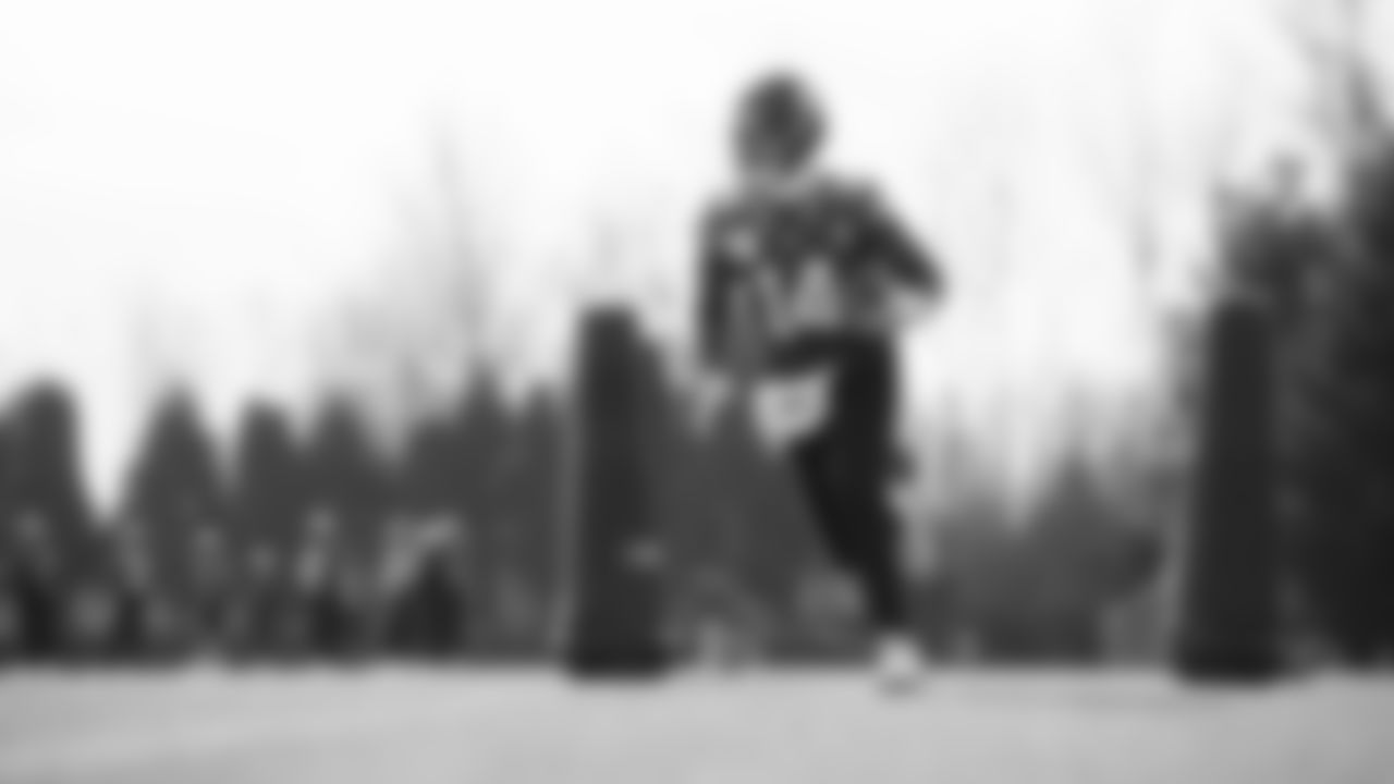 Seahawks quarterback Sam Darnold (14) practiced on Thursday, January 22, 2026 at the Virginia Mason Athletic Center.