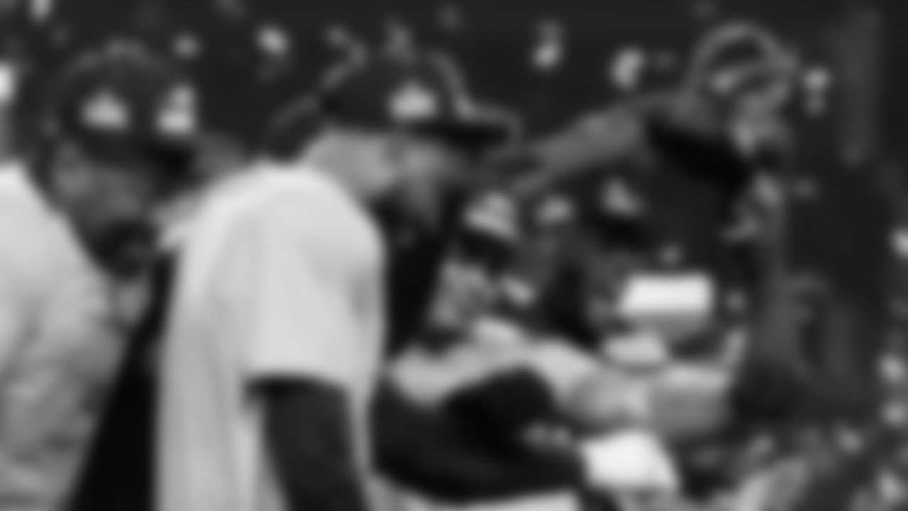 Seattle Seahawks players celebrate after a win over the Los Angeles Rams in the NFC Championship NFL football game Sunday, Jan. 25, 2026, in Seattle. (AP Photo/Godofredo A. Vásquez)