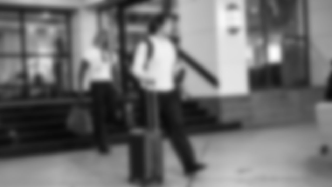 Seahawks linebacker Tyrice Knight (48) departed the team hotel for the Week 14 matchup vs. the Atlanta Falcons.