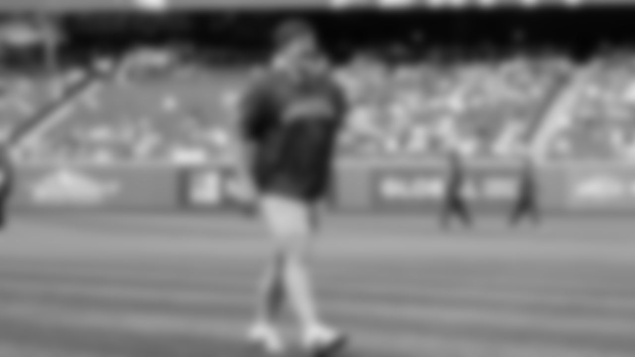 Seahawks guard Grey Zabel (76) threw the ceremonial first pitch for the Mariners vs. Twins game on Friday, May 30, 2025 at T-Mobile Park.