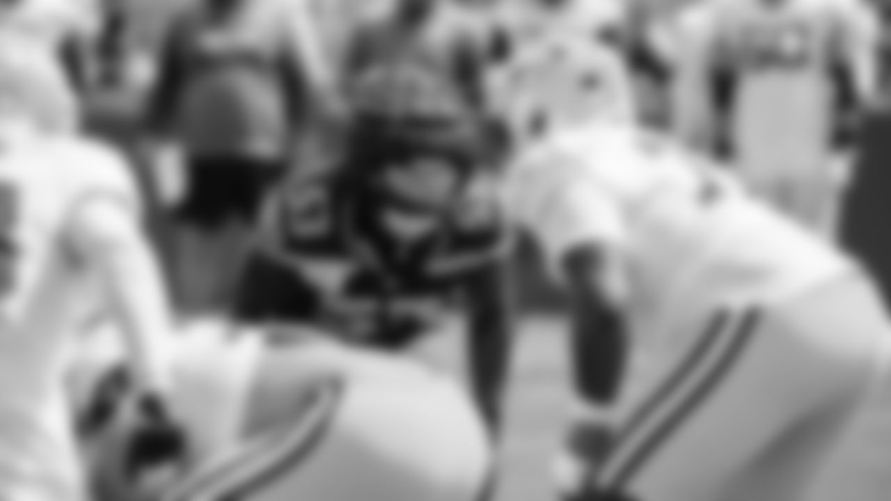 Seahawks linebacker Boye Mafe (53) participated in a joint practice with the Packers at Ray Nitschke Field in Green Bay, Wisconsin.
