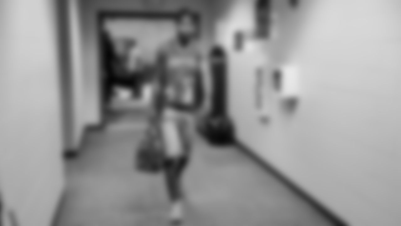 Seahawks wide receiver Marquez Valdes-Scantling (1) arrives at Lambeau Field for the preseason Week 3 matchup vs. the Green Bay Packers.