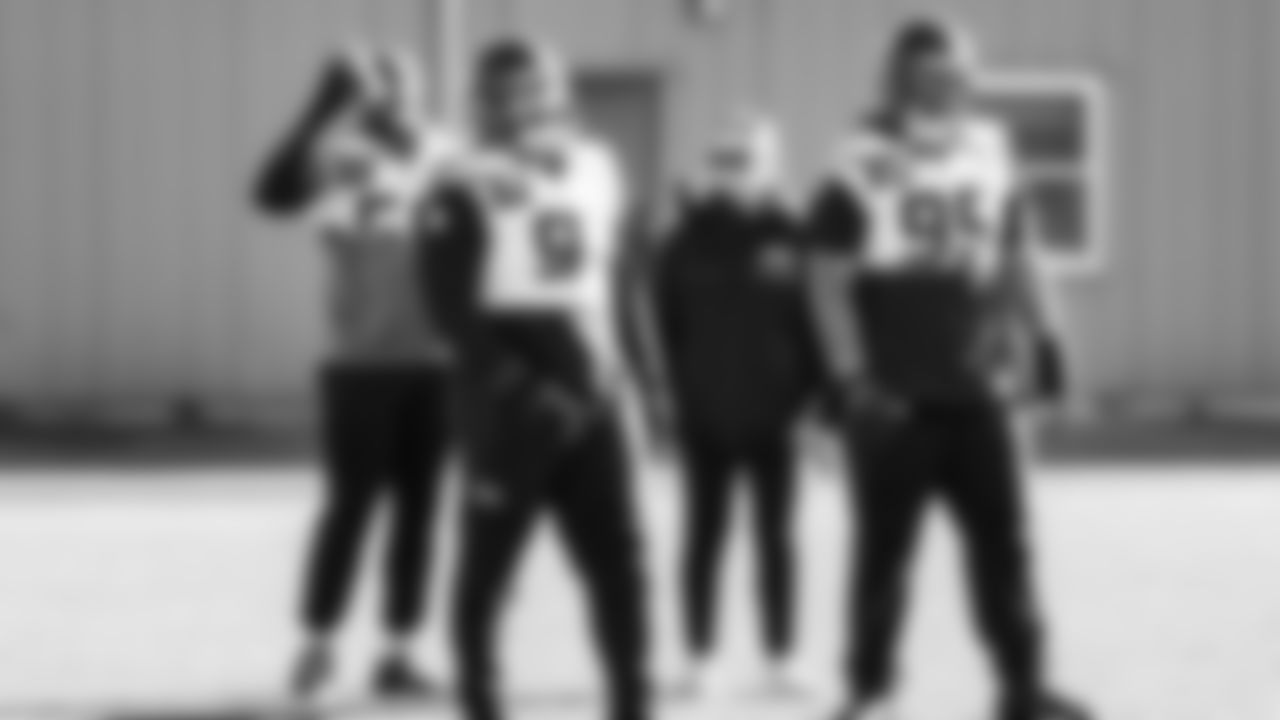 Seahawks defensive tackle Byron Murphy II (91) and nose tackle Brandon Pili (95) practiced on Wednesday, January 21, 2026 at the Virginia Mason Athletic Center.