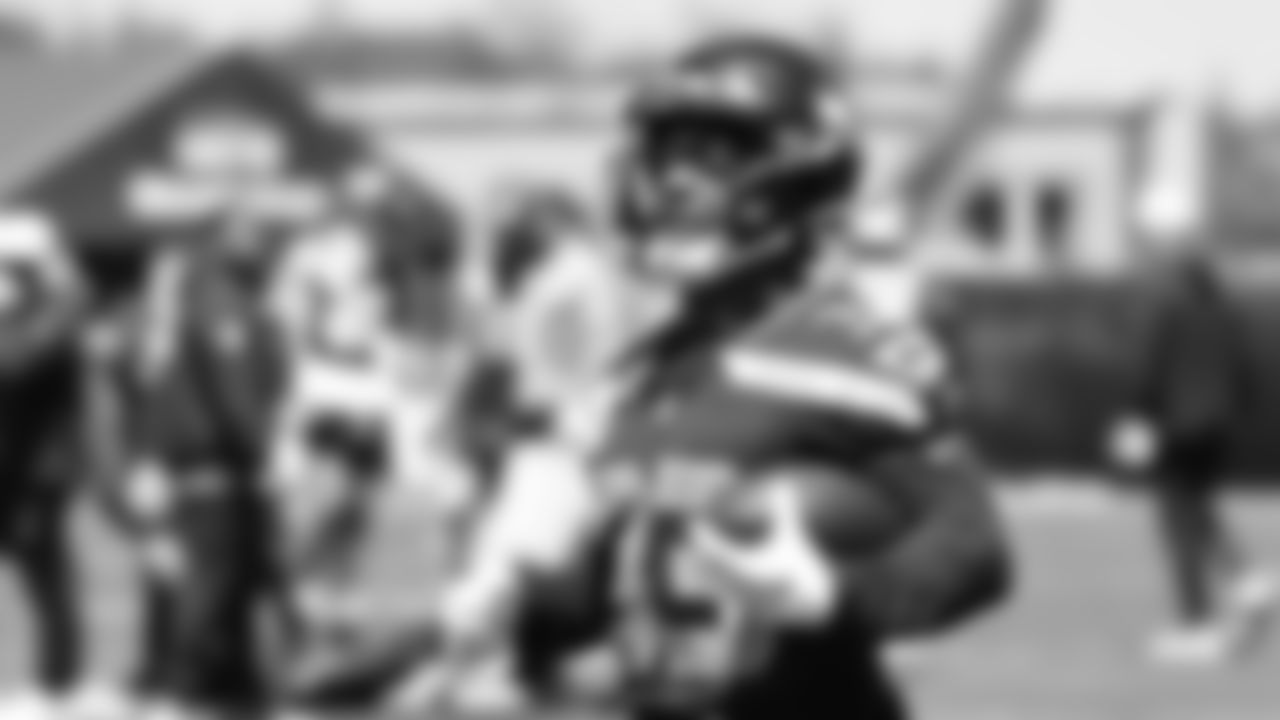 Seahawks wide receiver Nate McCollum (33) participated in a workout on day one of OTAs on Tuesday, May 27, 2025 at the Virginia Mason Athletic Center.