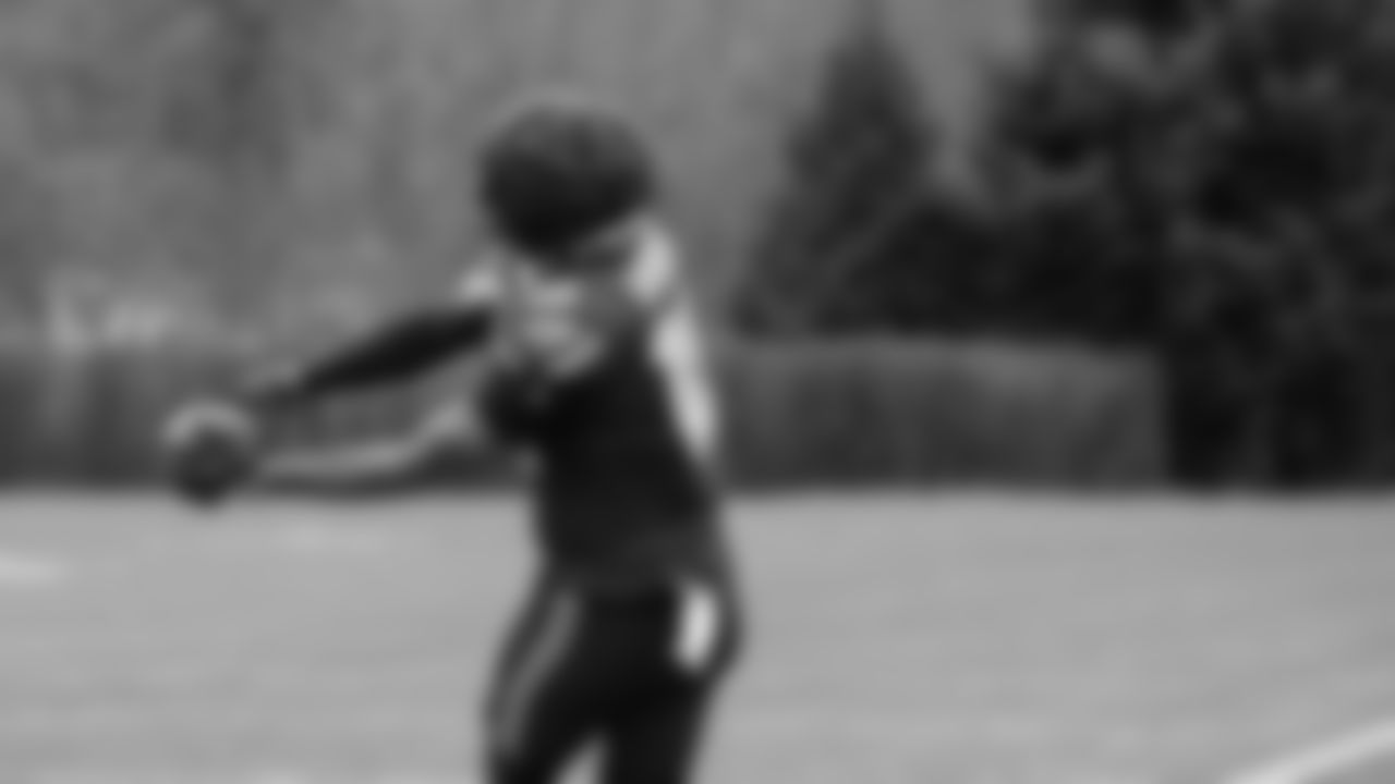 Seahawks tight end Elijah Arroyo (18) practiced on Tuesday, January 13, 2026 at the Virginia Mason Athletic Center.