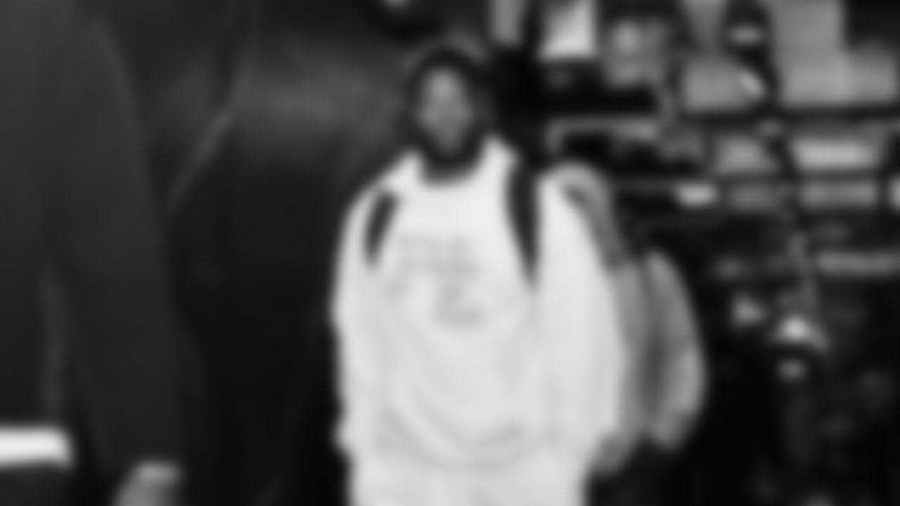 Seahawks tackle Josh Jones (74) arrived at Bank of America Stadium for the Week 17 matchup vs. Panthers on December 28, 2025.