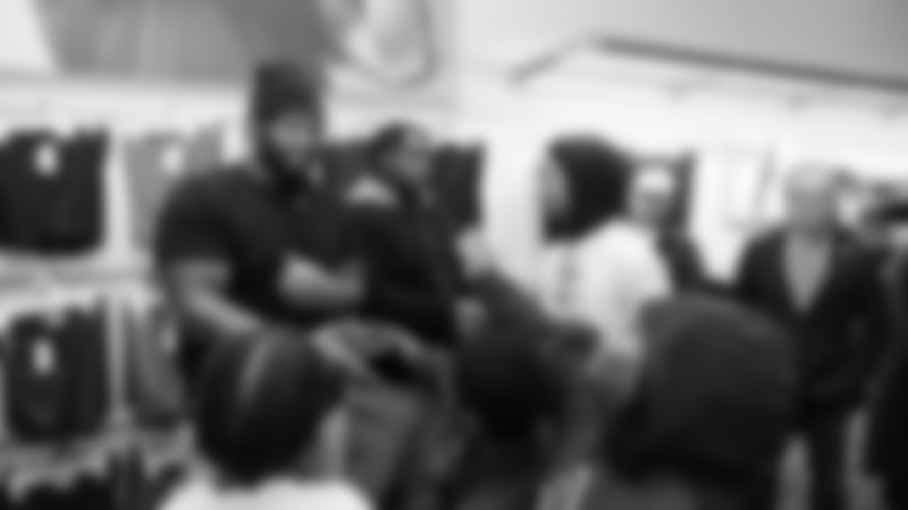 Seahawks offensive lineman Josh Jones was joined by fellow offensive linemen as they hosted a holiday shopping spree for kids from the Boys & Girls Club on December 9, 2025.