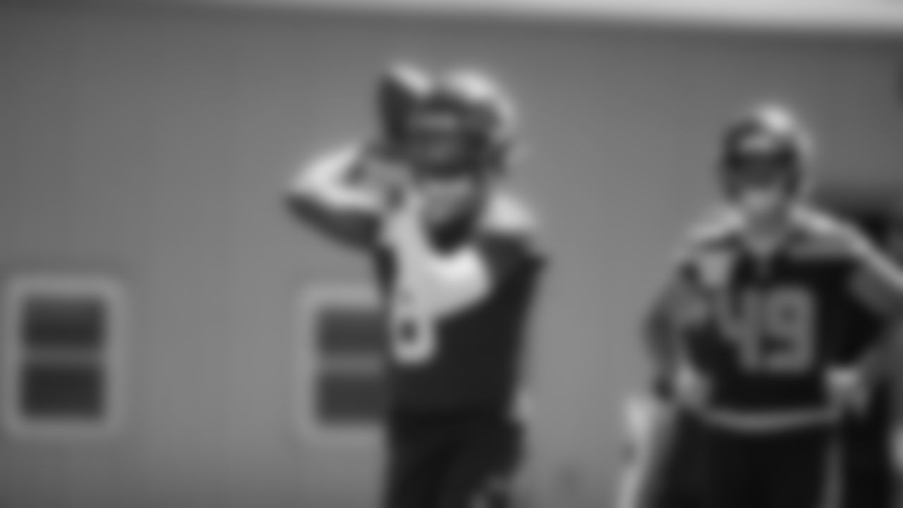 Seahawks quarterback Jalen Milroe (6) practiced on day two of training camp on July 24, 2025 at the Virginia Mason Athletic Center.