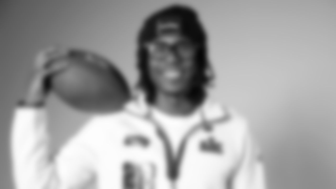 Seahawks wide receiver Rashid Shaheed (22) during Super Bowl LX Opening Night media day on February 2, 2026.