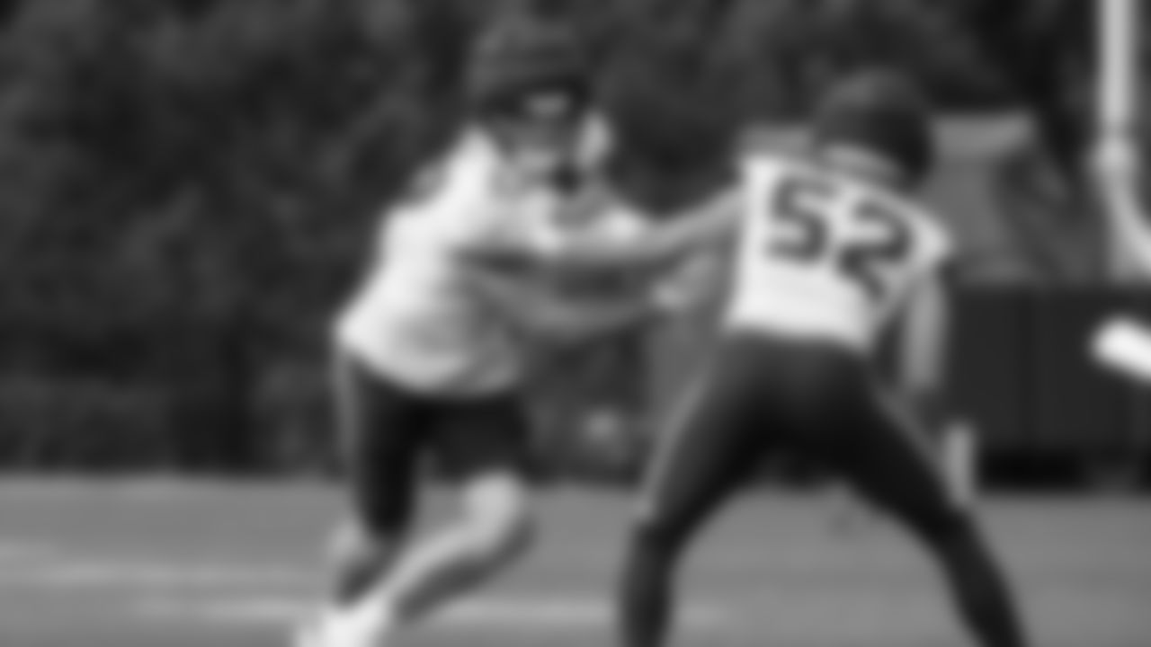 Seahawks linebacker Connor O'Toole (57) practiced on Thursday, October 16, 2025 at the Virginia Mason Athletic Center.