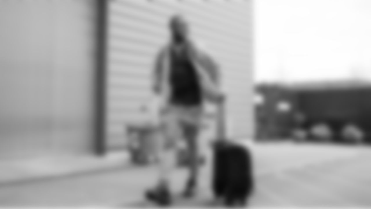 Seahawks quarterback Jalen Milroe (6) departed the Virginia Mason Athletic Center for the Week 12 trip to Nashville, Tennessee on Friday, November 21, 2025.