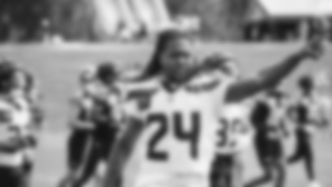 Seahawks cornerback Shaquill Griffin (24) practiced on August 13, 2025 at the Virginia Mason Athletic Center.