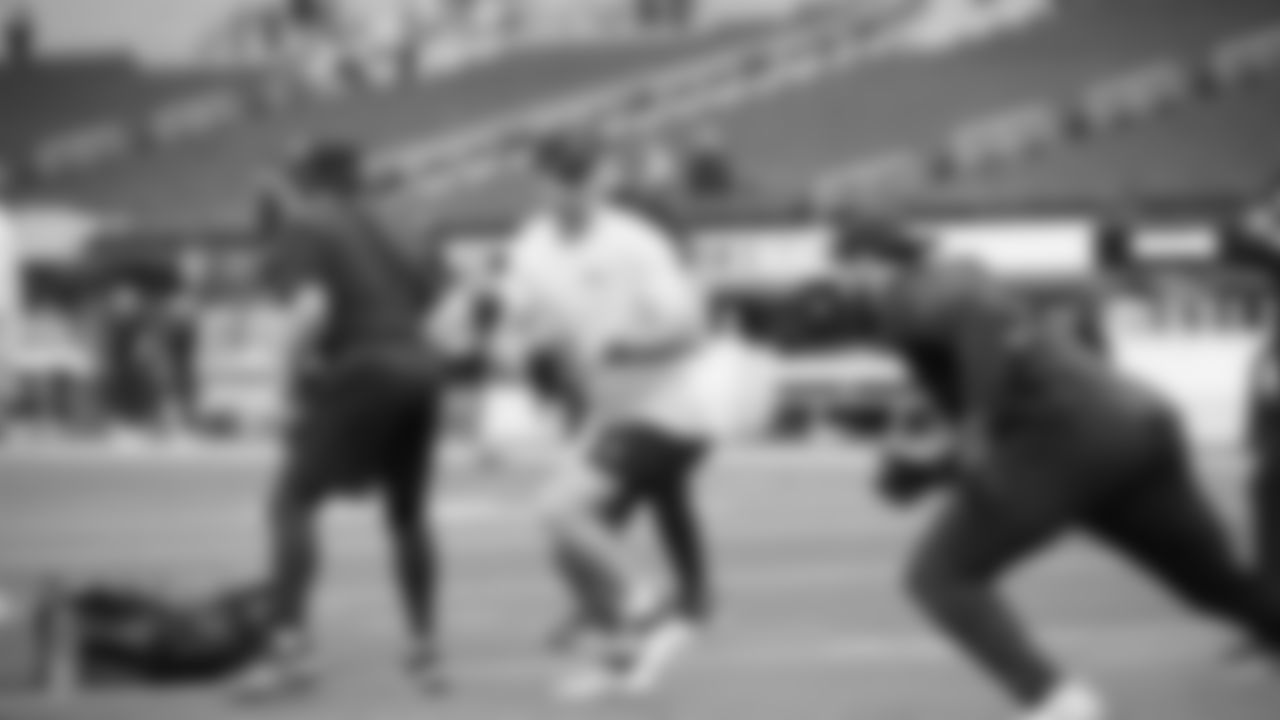 Seahawks quarterback Sam Darnold (14) during pregame warmups at SoFi Stadium for the Week 11 matchup at the L.A. Rams.