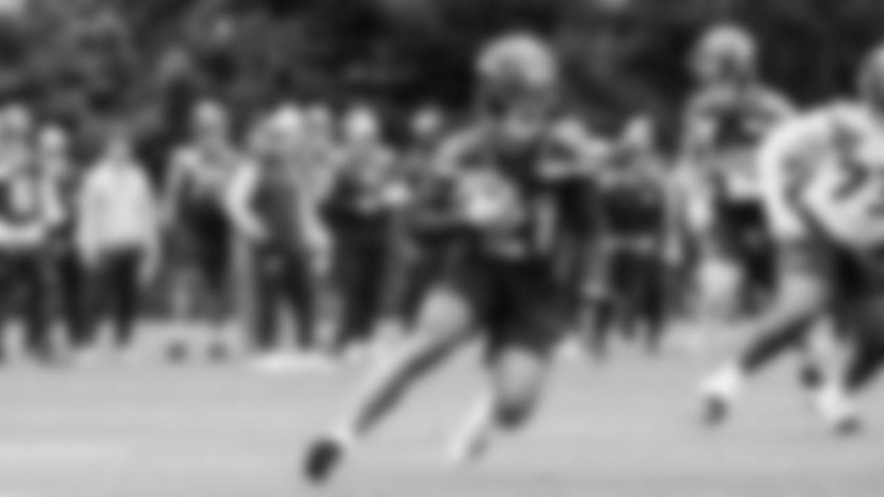 Running back Donovan Kaufman (21) practiced on day two of rookie minicamp on May 3, 2025 at the Virginia Mason Athletic Center.