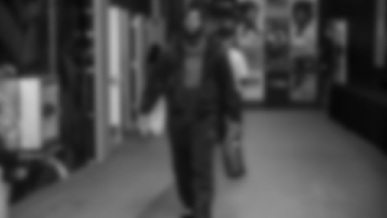 Seahawks tackle Charles Cross (67) arrived at Lumen Field for the Week 13 matchup vs. the Minnesota Vikings.