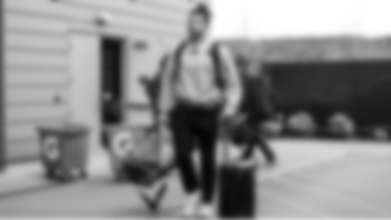 Seahawks running back Zach Charbonnet (26) departed the Virginia Mason Athletic Center for the Week 12 trip to Nashville, Tennessee on Friday, November 21, 2025.