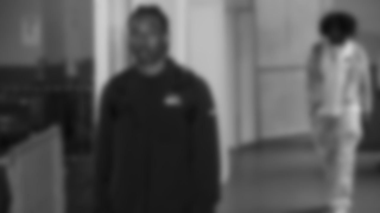 Seahawks wide receiver Ricky White III (86) arrived at Mercedes-Benz Stadium for the Week 14 matchup vs. the Atlanta Falcons.