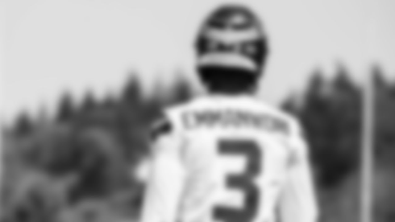 Safety Nick Emmanwori (3) practiced on day one of rookie minicamp on May 2, 2025 at the Virginia Mason Athletic Center.