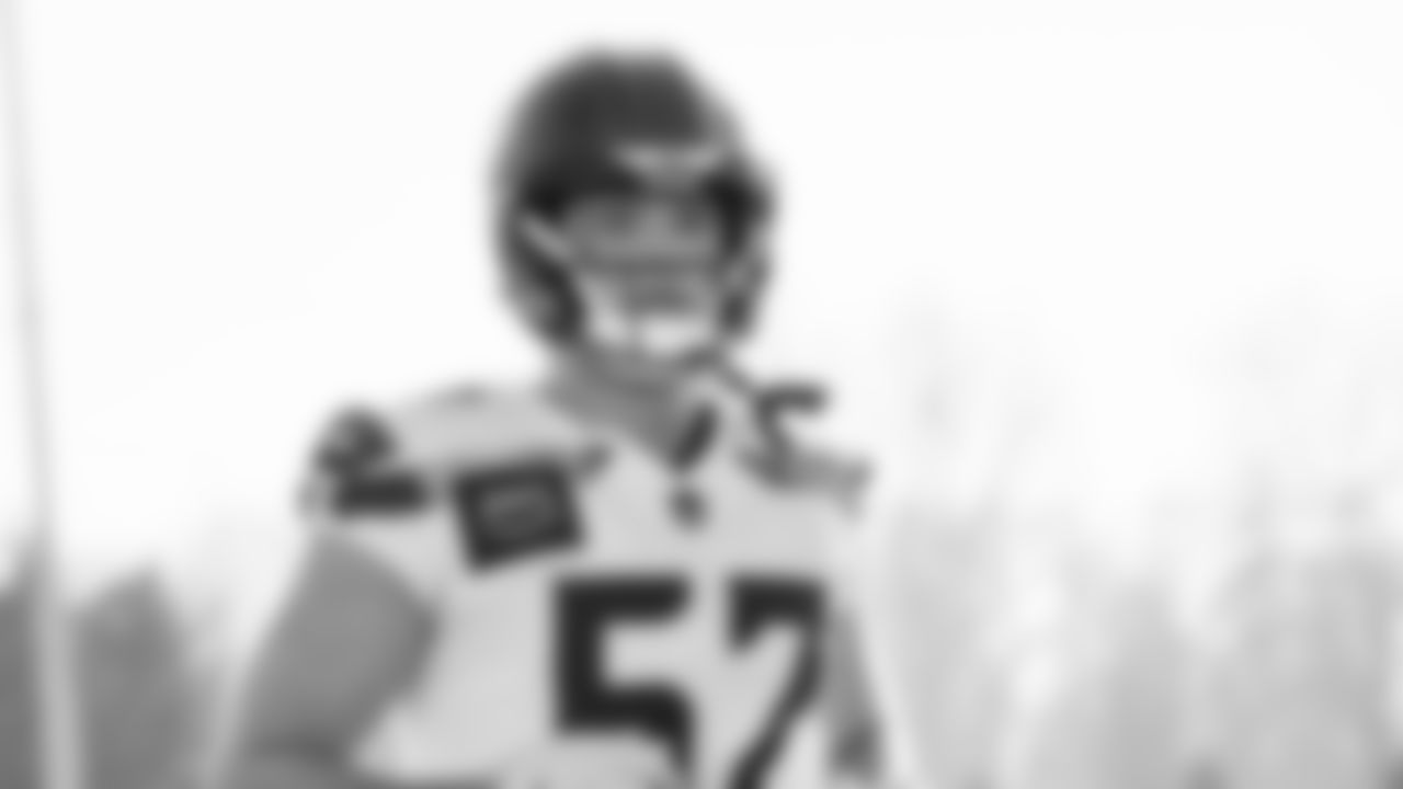 Seahawks linebacker Connor O'Toole (57) practiced on Wednesday, January 21, 2026 at the Virginia Mason Athletic Center.