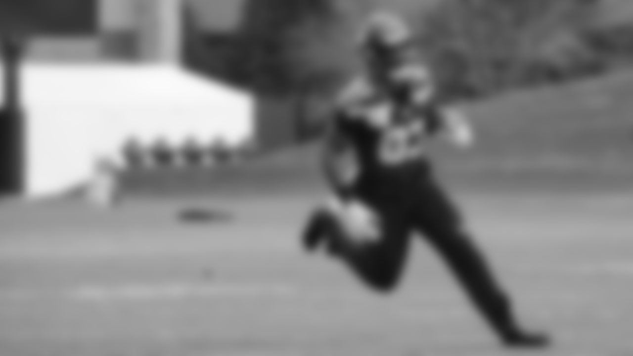 Seahawks wide receiver Dareke Young (83) practiced on Wednesday, January 14, 2026 at the Virginia Mason Athletic Center.