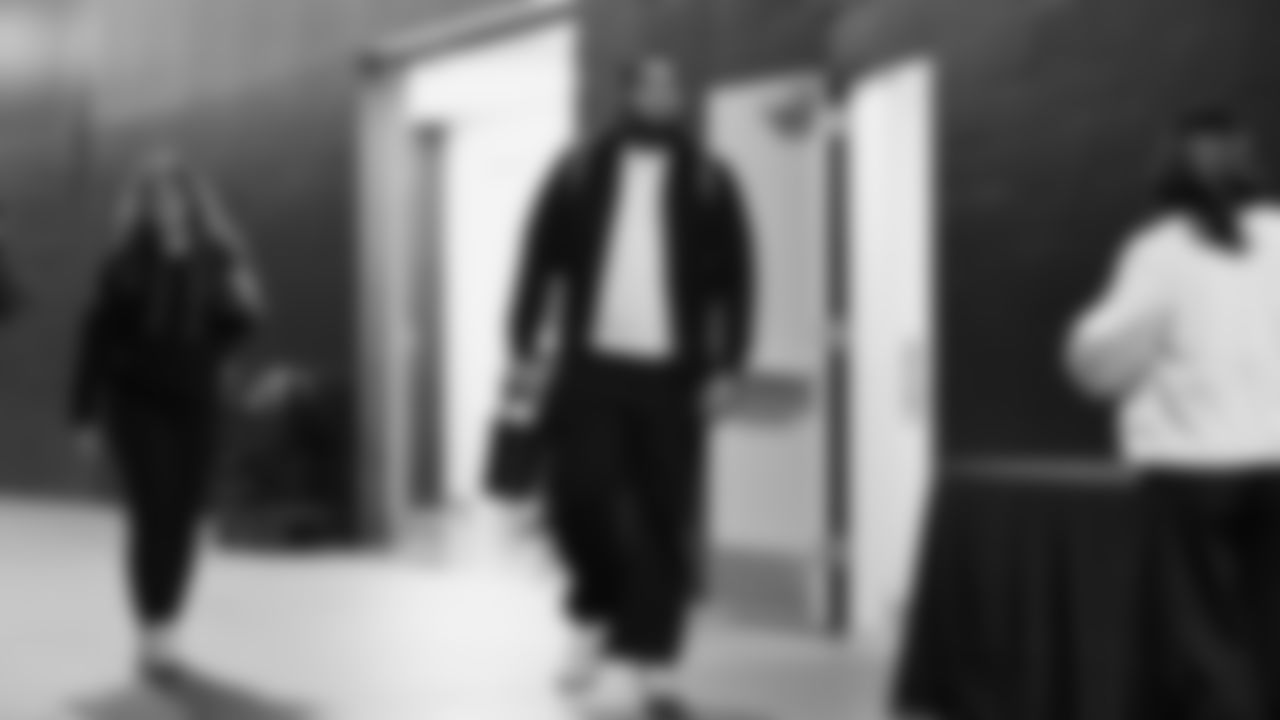 Seahawks tackle Amari Kight (79) arrived at Lumen Field for the NFC Championship game vs. the Los Angeles Rams on Sunday, January 25, 2026.