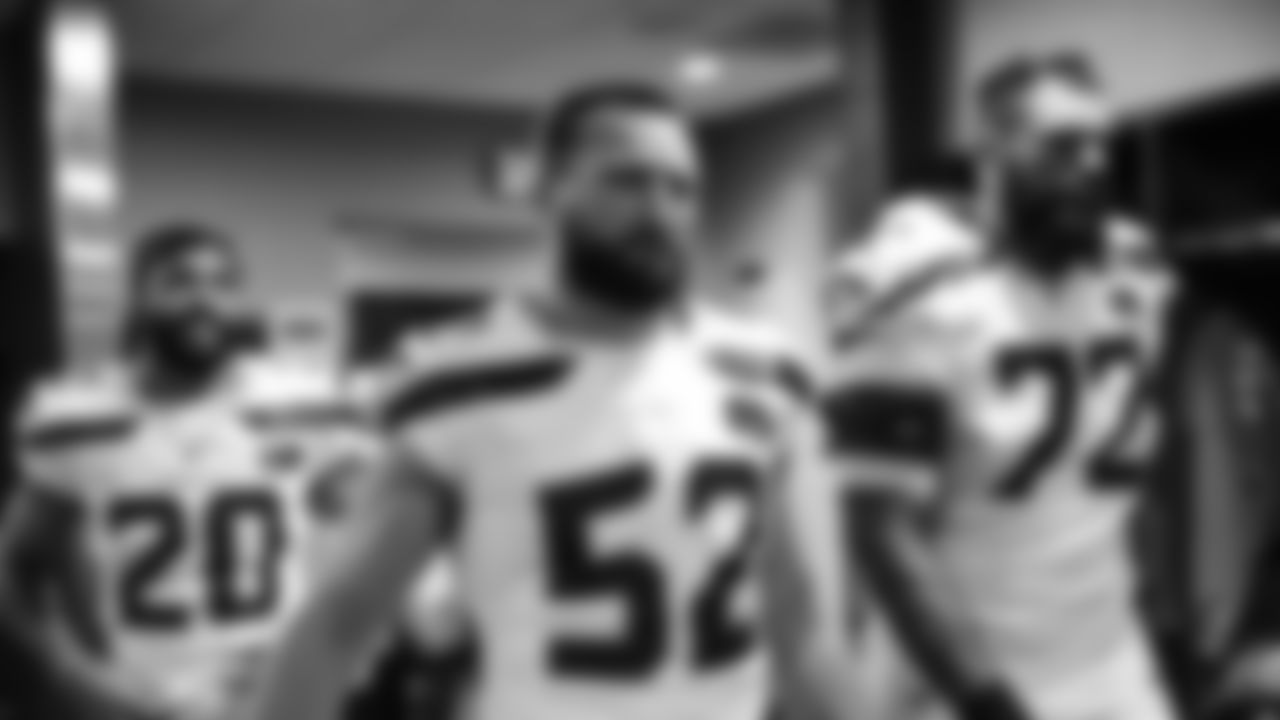 The Seahawks celebrated the 37-9 victory over the Falcons at Mercdes-Benz Stadium.