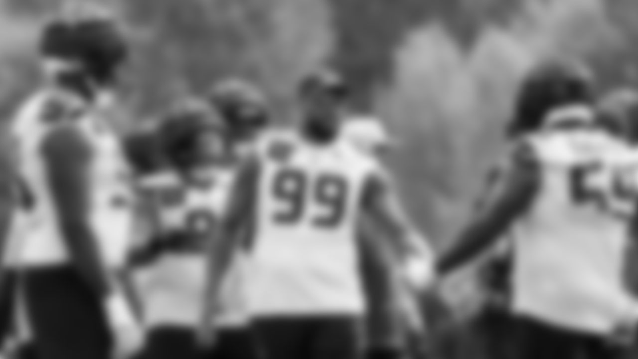 Seahawks defensive end Leonard Williams (99) practiced on August 13, 2025 at the Virginia Mason Athletic Center.