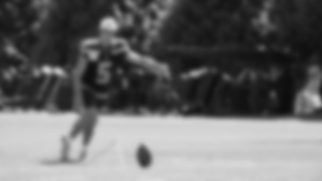 Seahawks kicker Jason Myers (5) practiced on August 12, 2025 at the Virginia Mason Athletic Center.