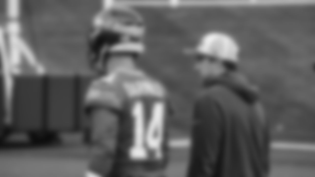 Seahawks quarterback Sam Darnold (14) practiced on Wednesday, November 5, 2025 at the Virginia Mason Athletic Center.