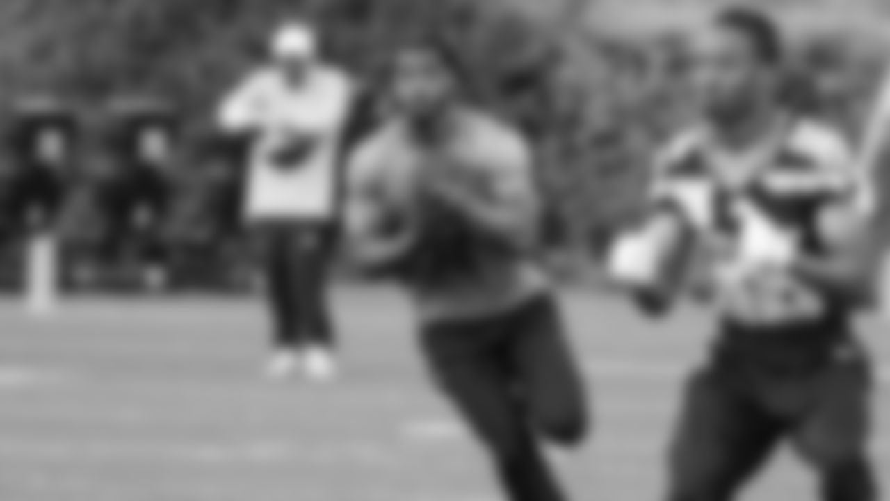 Seahawks running back Kenny McIntosh (25) participated in a workout on May 12, 2025 at the Virginia Mason Athletic Center.