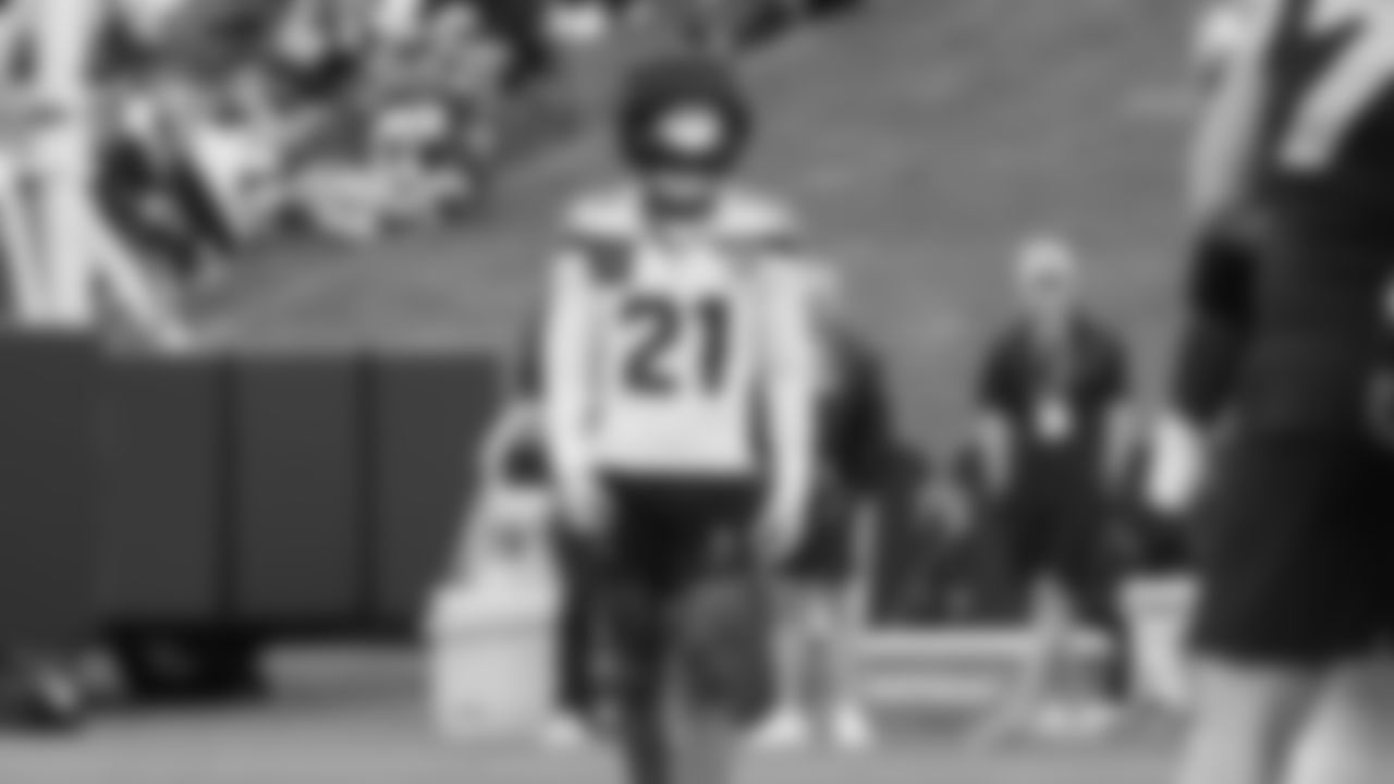 Seahawks cornerback Devon Witherspoon (21) practiced on day three of training camp on July 25, 2025 at the Virginia Mason Athletic Center.
