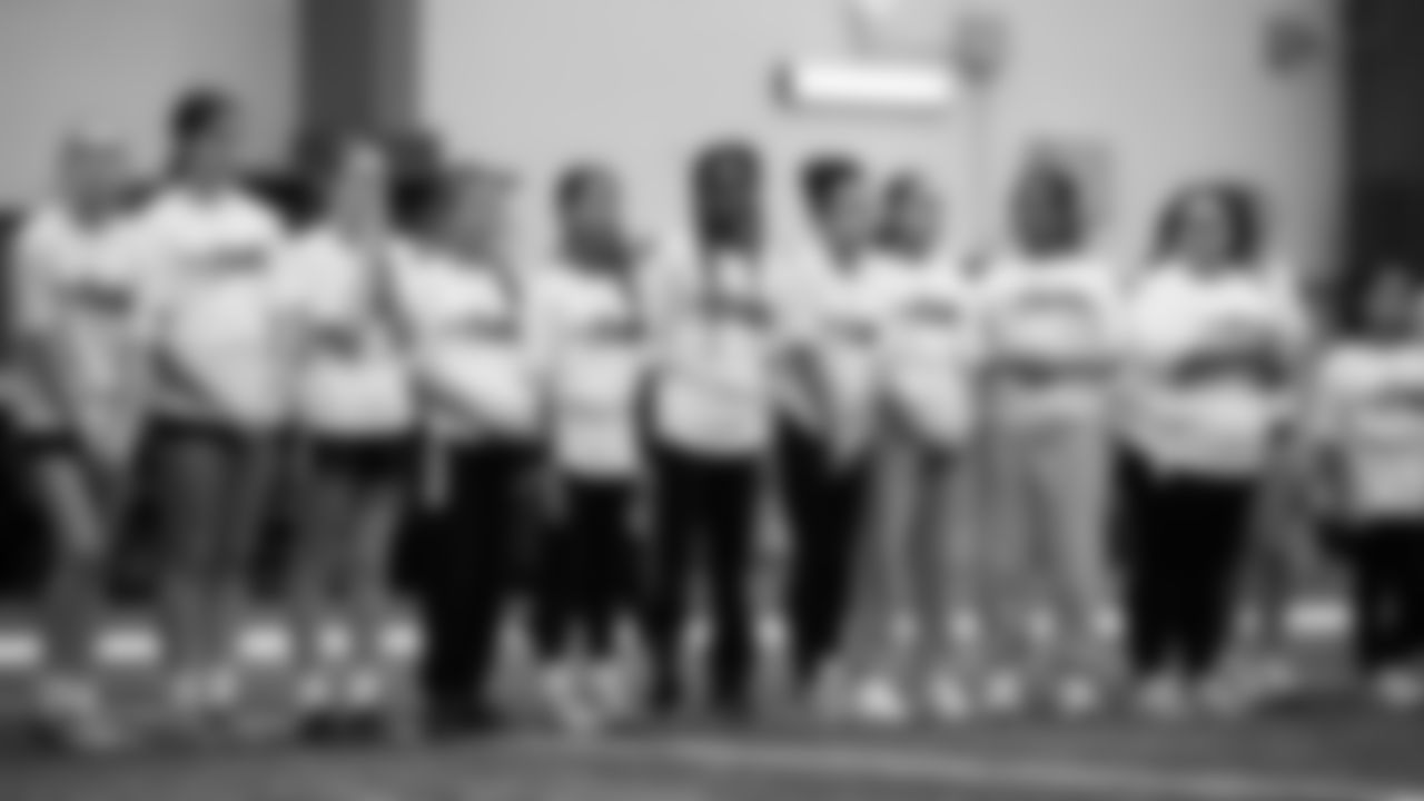 The Seahawks Women's Association packed girls flag kits and hosted a free girls flag football camp at the Seahawks training facility on Saturday, November 8, 2025.