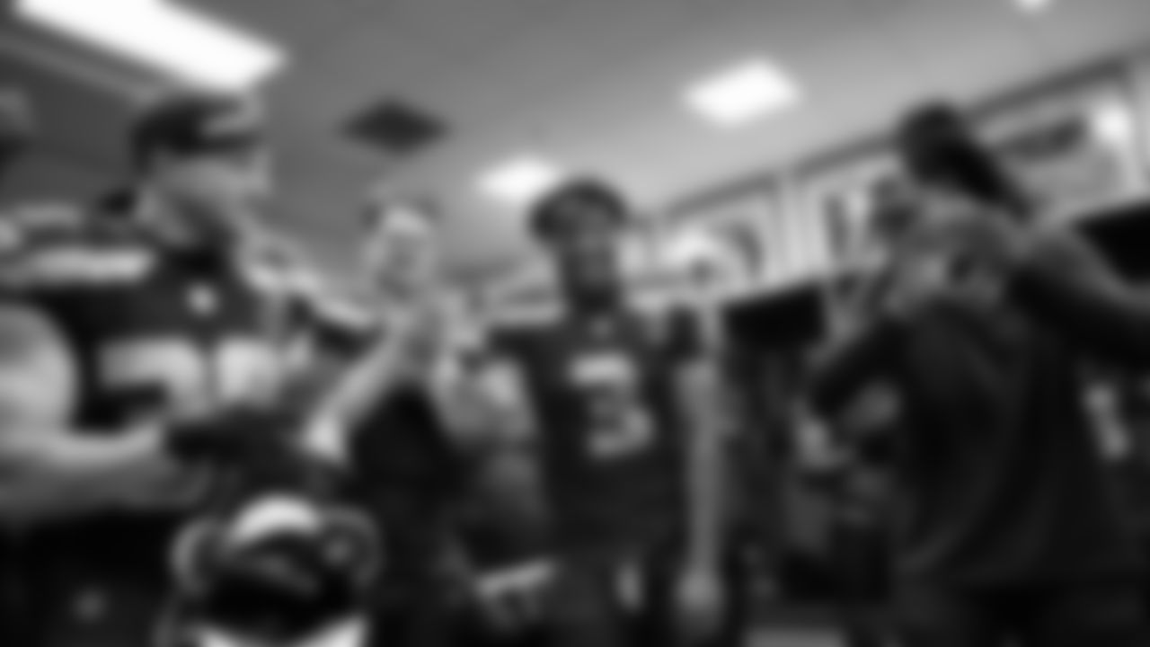 The Seahawks celebrated the 27-19 win over the Houston Texans on Monday Night Football at Lumen Field.